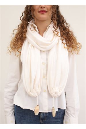 sciarpa bianca in lana con conchiglie Art Tricot | SCIARPACONCHIGLIEBIANCO
